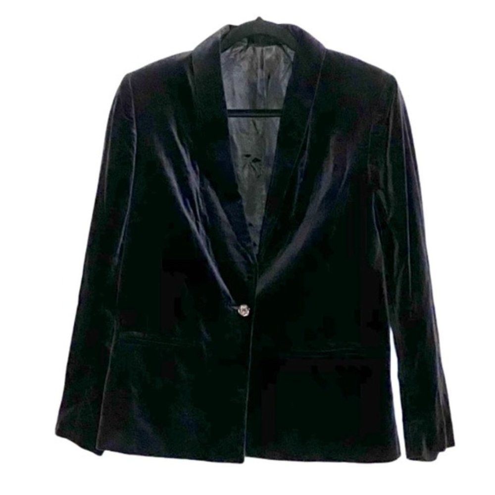 Vintage Velvet Blazer Ellen Tracey Black Size 7/8